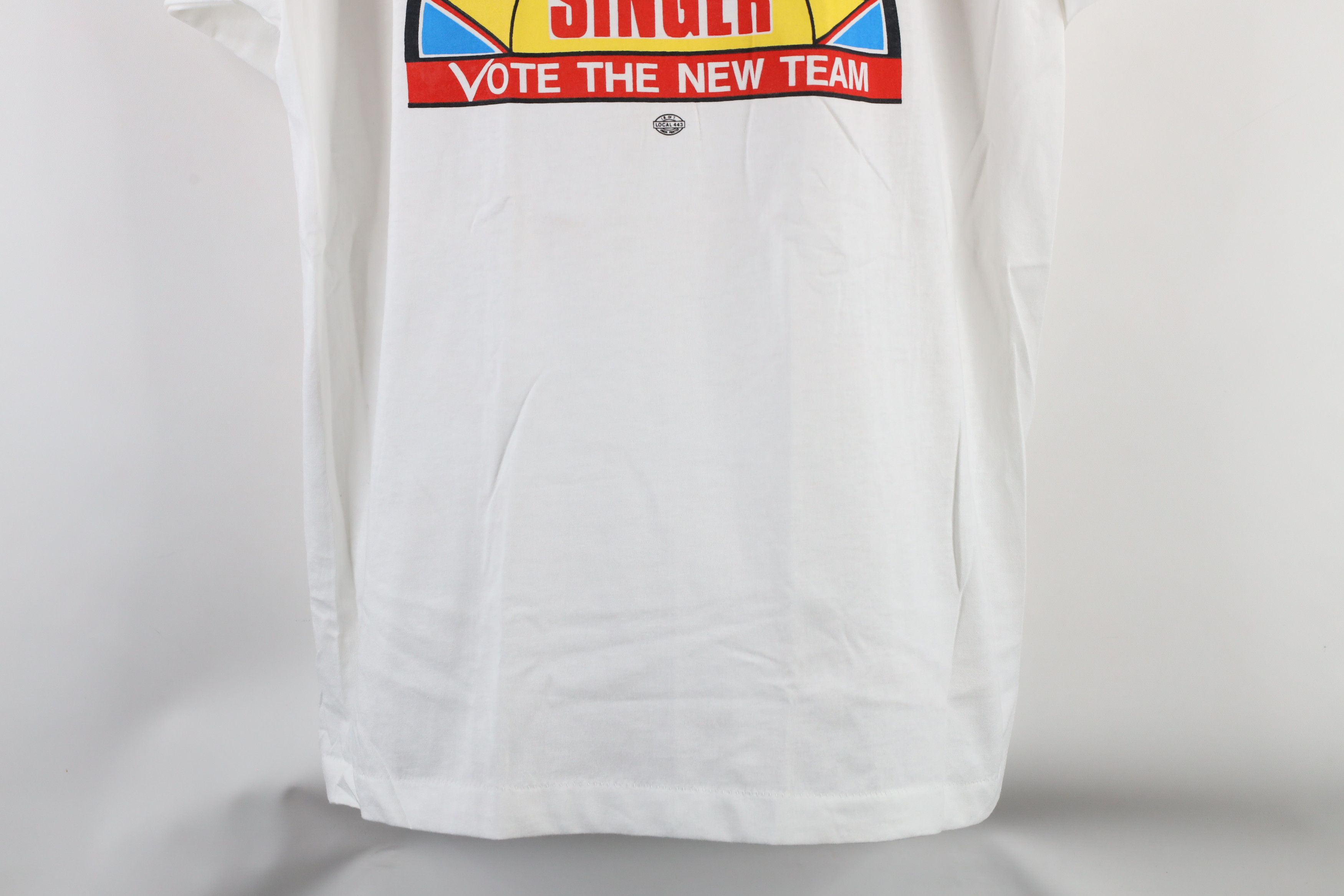 Vintage NOS Vintage 80s Union Leader Les Singer T-Shirt White USA Size US XL / EU 56 / 4 - 3 Thumbnail