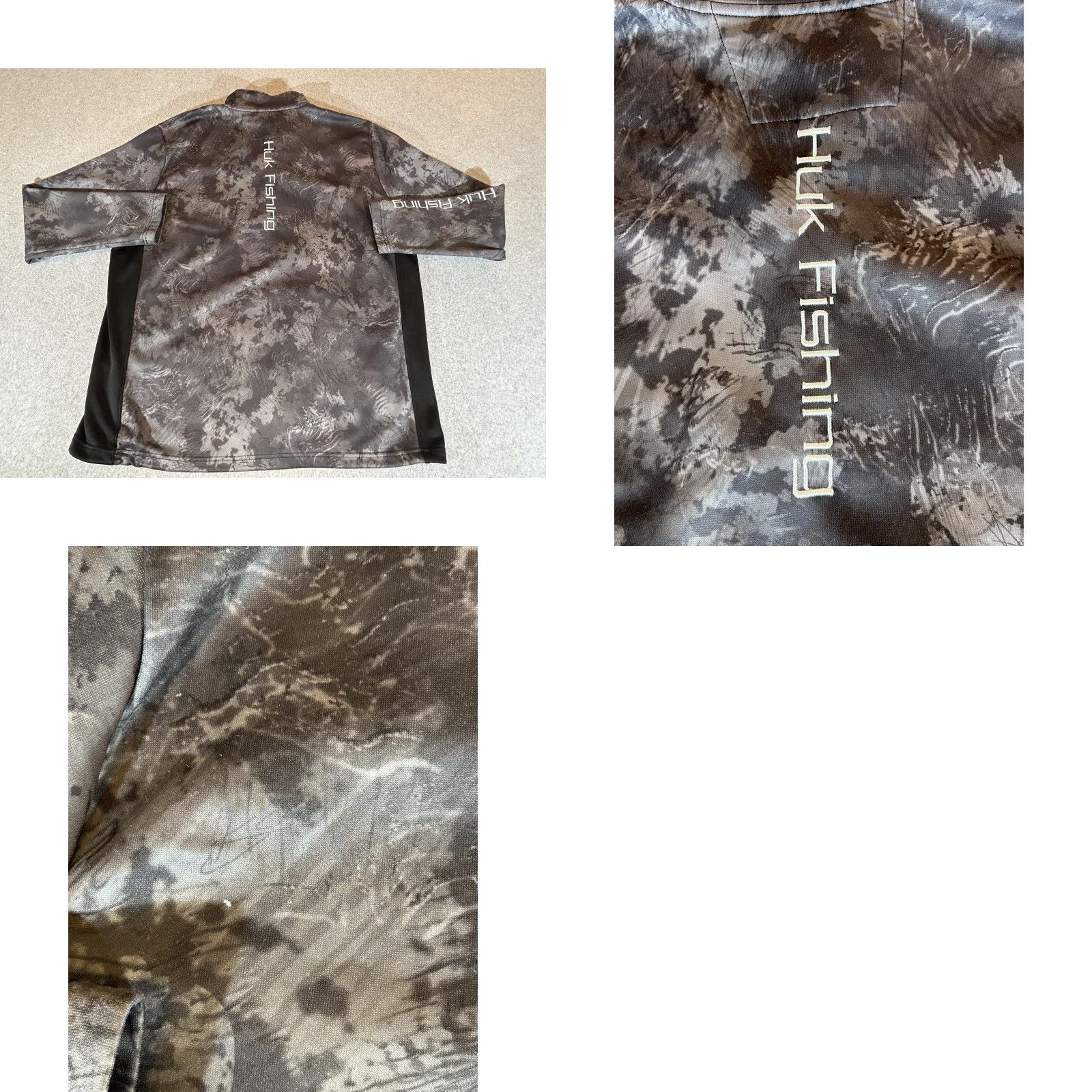 Vintage Huk Sweatshirt Men XL Camo 1/4 Zip Pullover Fishing Performance Lightweight Gray Pattern Camouflage Logo Zipper Pockets Embroidered Vintage: No Size US XL / EU 56 / 4 - 9 Thumbnail