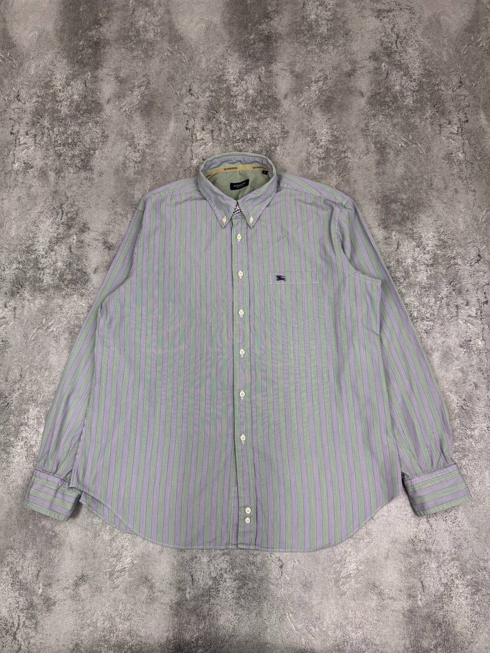 Burberry Burberry London Striped Shirt Green Purple Size S Size US S / EU 44-46 / 1 - 1 Thumbnail