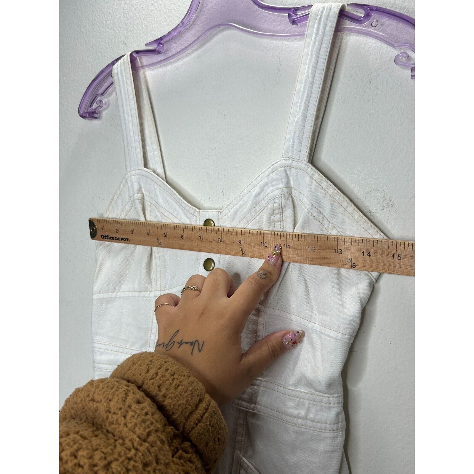 Other Japna White Denim Tan Stitch Sweetheart Neck Pocket Mini M Size M / US 6-8 / IT 42-44 - 7 Thumbnail
