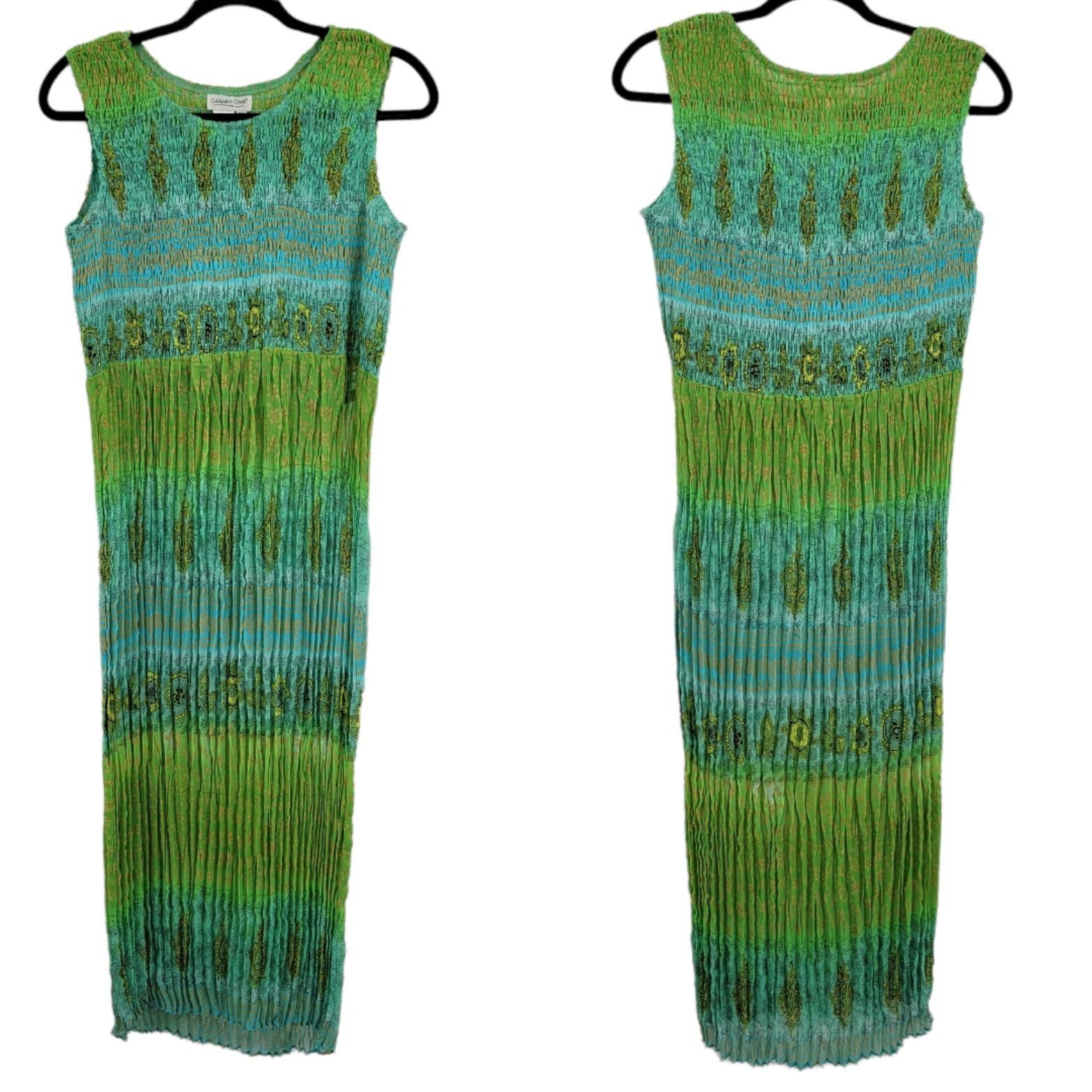 Coldwater Creek Vtg 90's Crinkle Maxi Dress Sz 6P Blue Paisley Sleeveless Sm Size M / US 6-8 / IT 42-44 - 3 Thumbnail