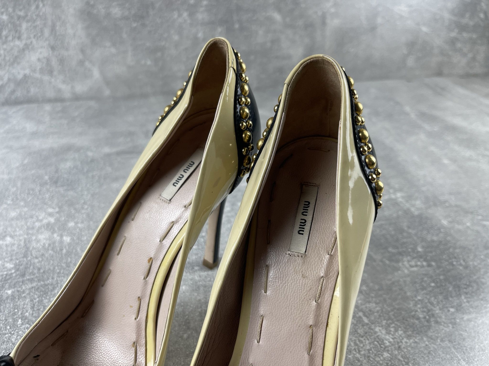 Miu Miu Miu miu rubber open toe beige / black pumps heels shoe Size US 8 / IT 38 - 12 Thumbnail