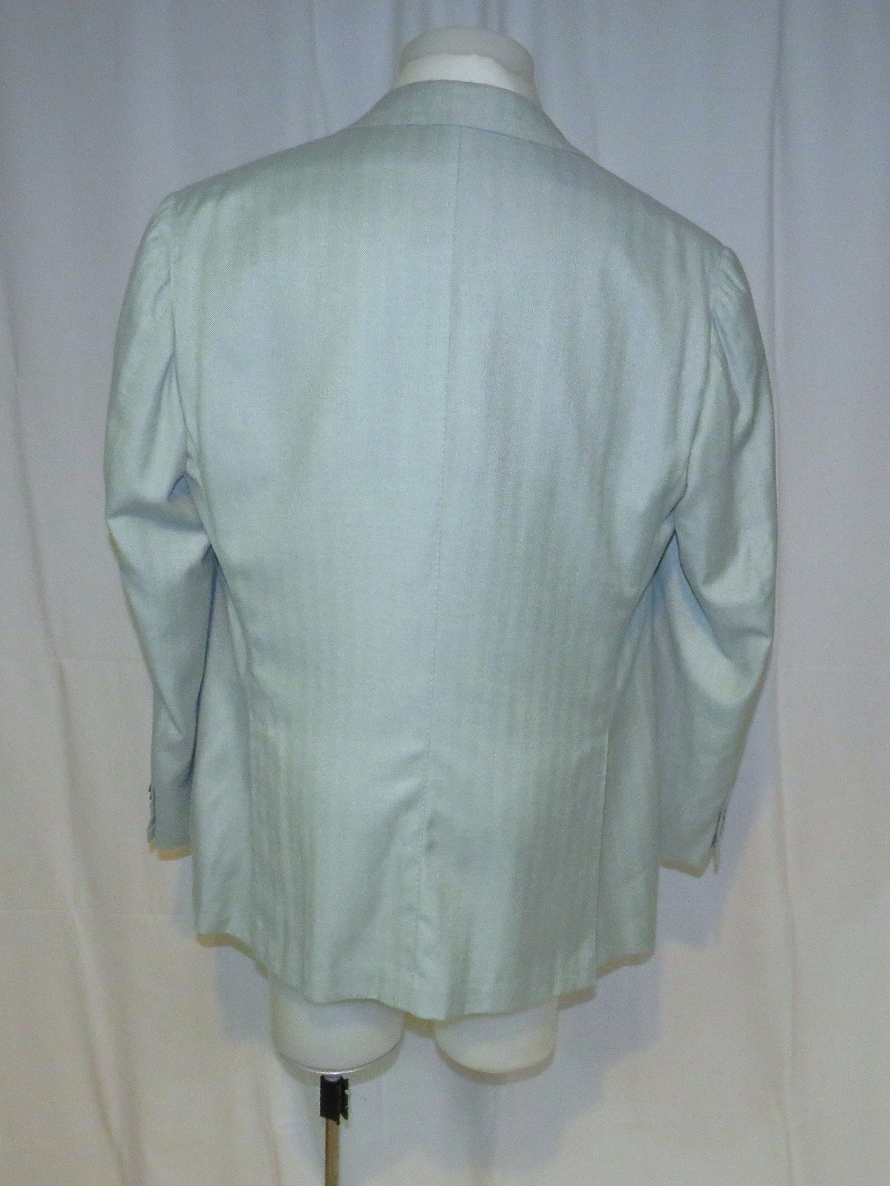 Tincati x Partenopea Custom Pale Green HBone Cashmere Sport Coat 44L Size 44L - 10 Thumbnail