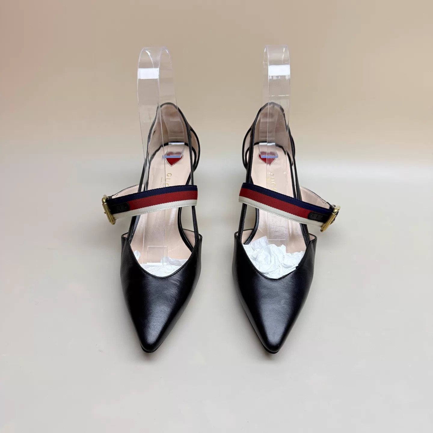 Gucci GUCCI Women's Black Gold Bamboo Kitten Heel 36 Size US 5.5 / IT 35.5 - 2 Thumbnail