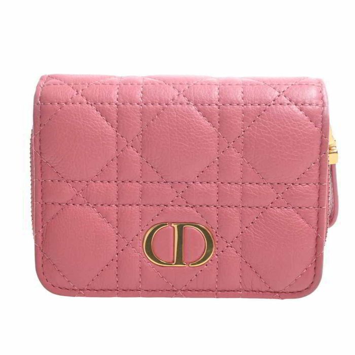 Dior Christian Dior Canage Leather Caro Bifold Folio Wallet Pink Women