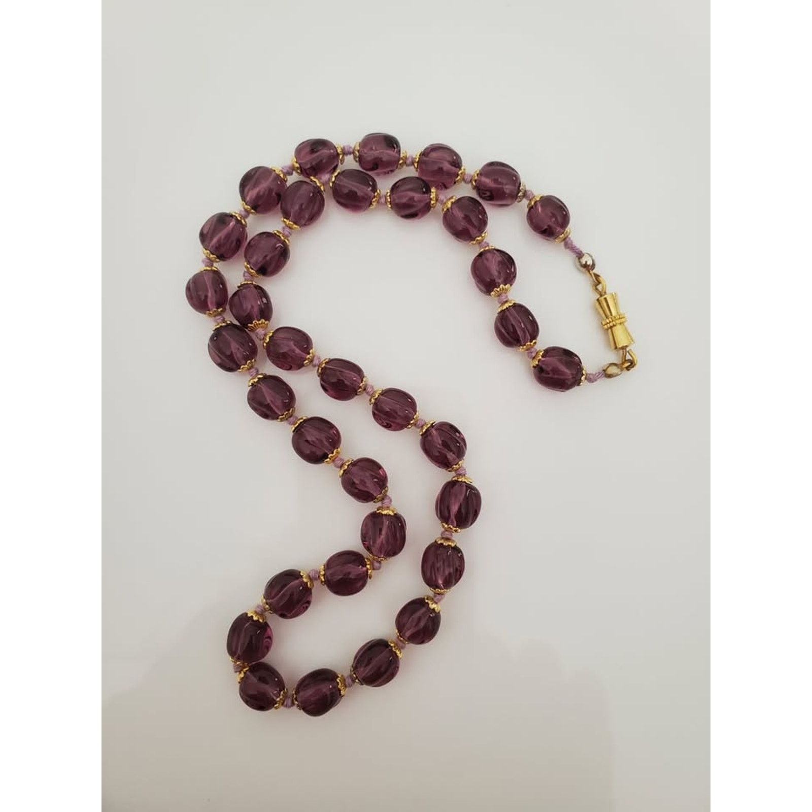 Other Vintage Purple Glass Knotted Bead Necklace Size ONE SIZE - 1 Thumbnail