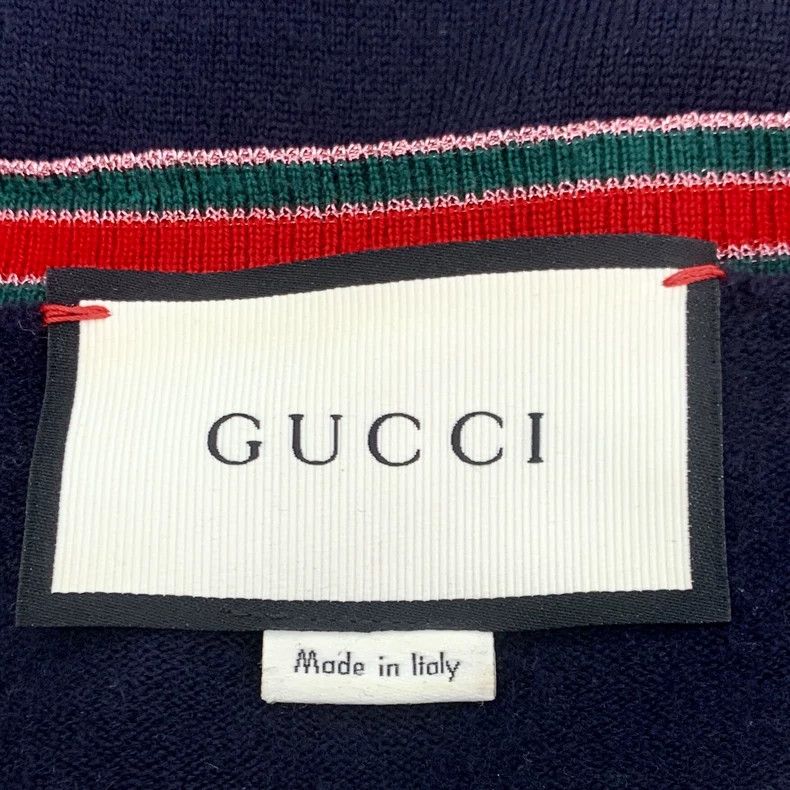 Gucci Gucci Dark blue striped V-neck knitted cardigan jacket 2502 Size US S / EU 44-46 / 1 - 5 Thumbnail