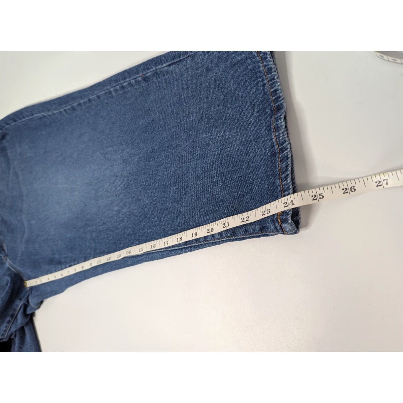 Vintage Lane Bryant Women's Plus Size 20 Signature Mid-Rise Boyfriend Capri Jeans Blue Cotton Polyester Spandex Denim Crop Pockets Button Zipper N/A Size ONE SIZE - 4 Thumbnail