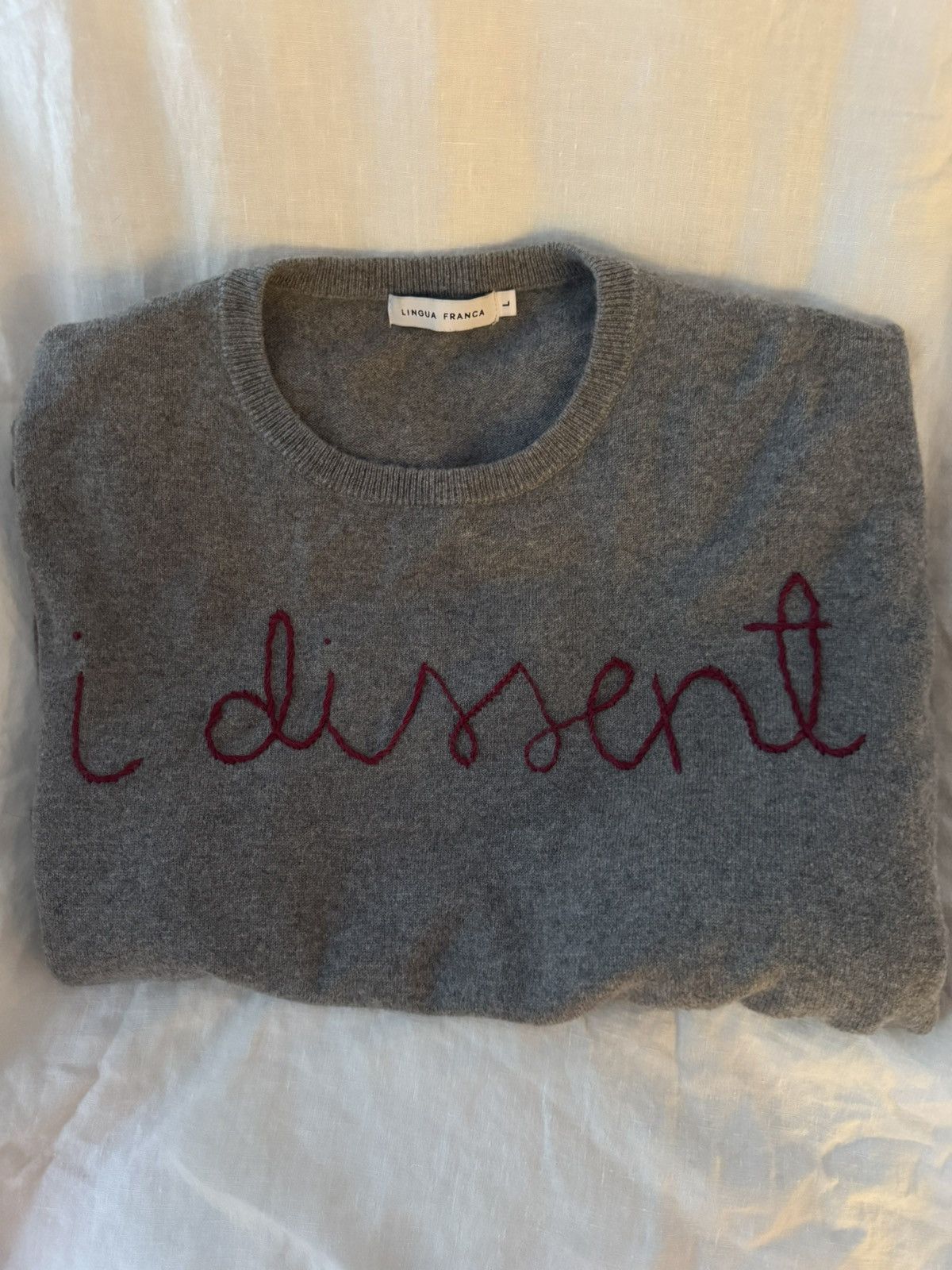 Other Lengua Franca “i dissent” Sweater 100% Cashmere Size US L / EU 52-54 / 3 - 1 Thumbnail