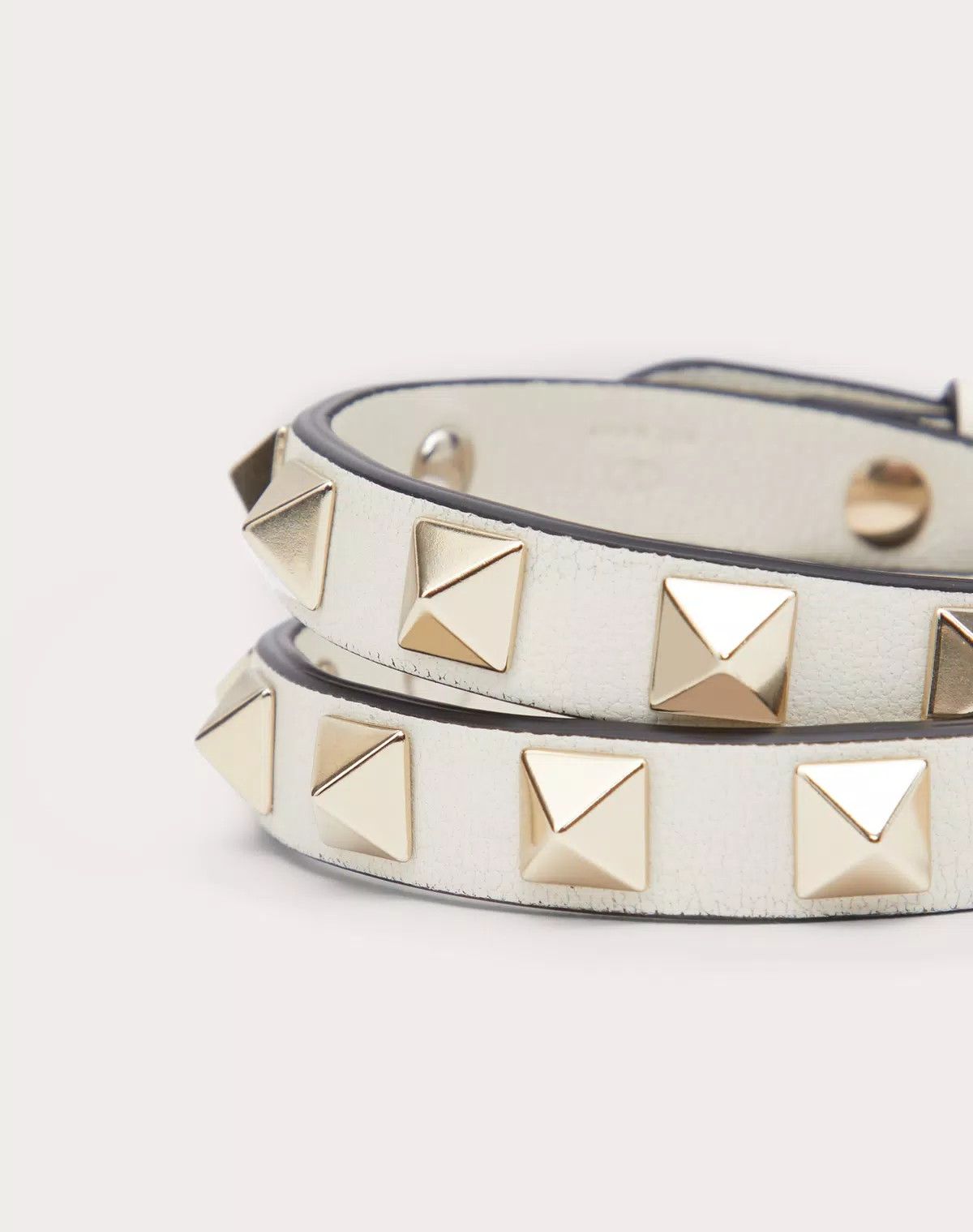 Valentino oc11z0725 Size:OS/Calfskin Double-Strap Bracelet in White Size ONE SIZE - 2 Thumbnail