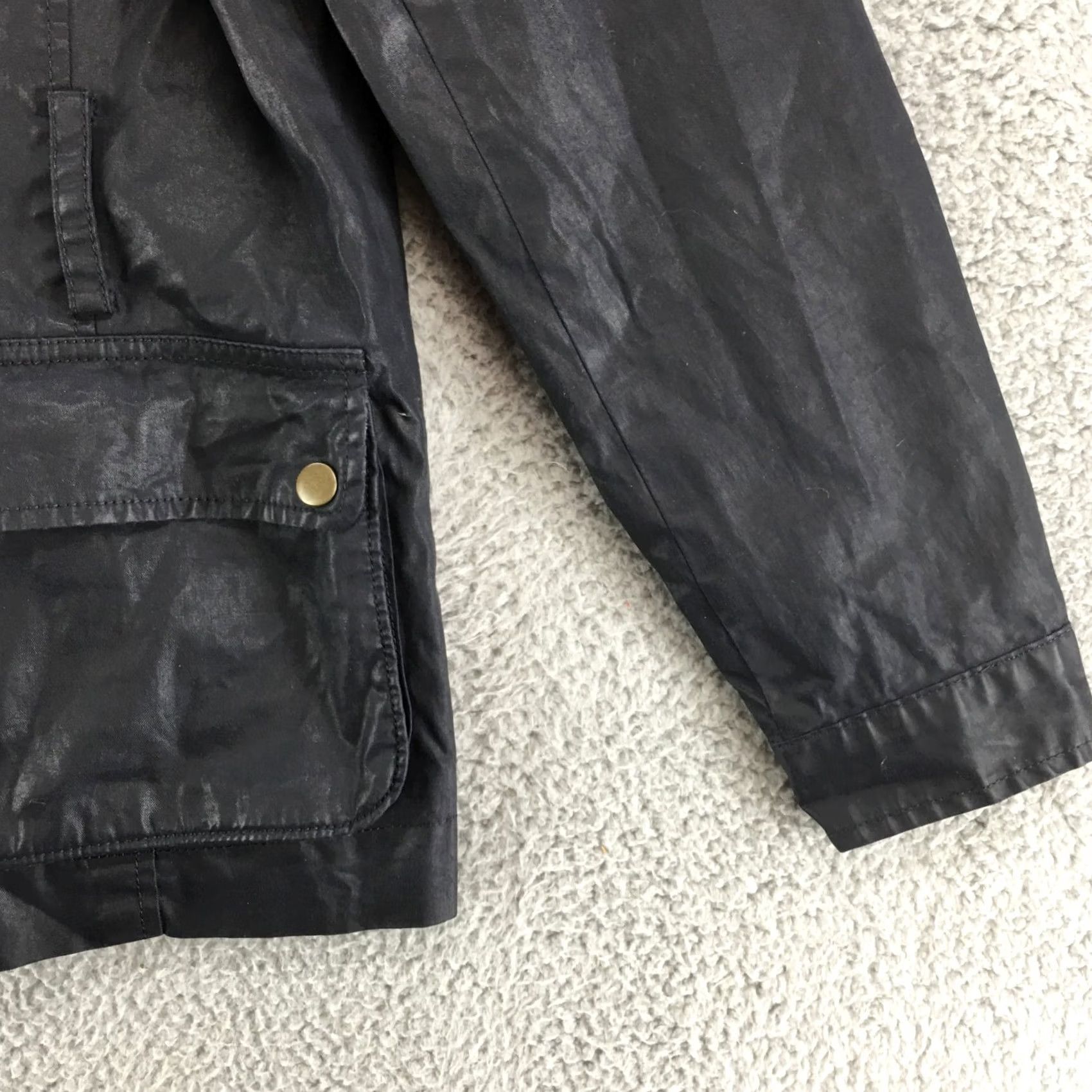Banana Republic Banana Republic Faux Leather Jacket Womens Medium Black Button Up Mock Neck Jacket Size M / US 6-8 / IT 42-44 - 3 Thumbnail
