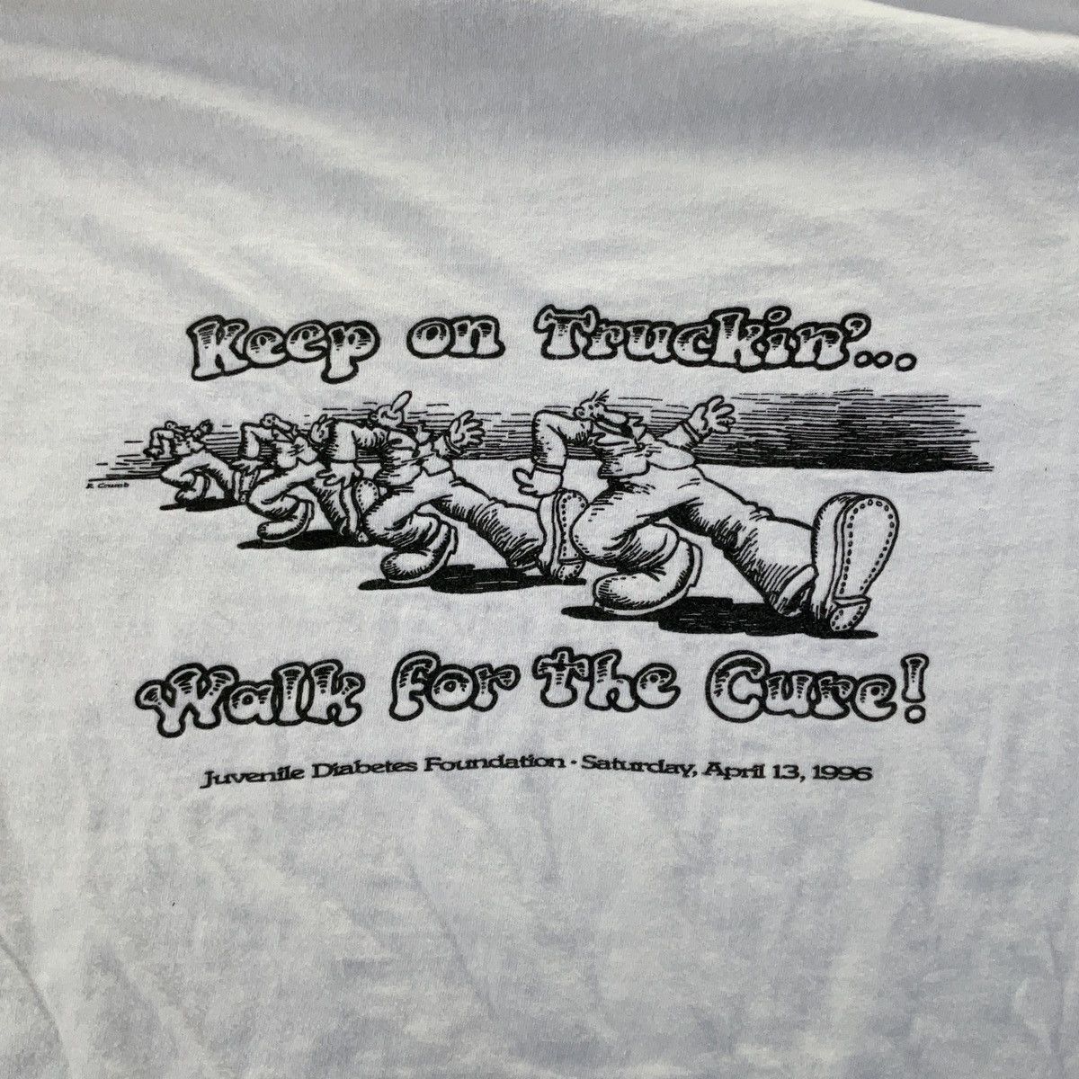 Vintage Vintage 1996 R Crumb Keep On Truckin Walk For The Cure Shirt Size US XXL / EU 58 / 5 - 2 Thumbnail