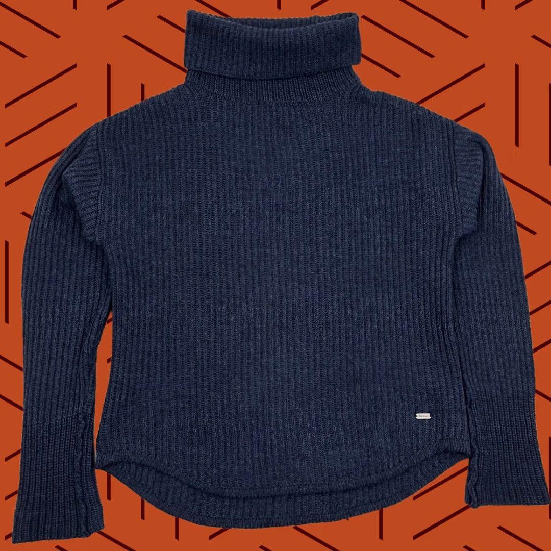 Barbour VINTAGE Barbour Hall Roll Collar Sweater Womens Size 14 Wool Alpaca Blue Turtleneck Prep Size XL / US 12-14 / IT 48-50 - 1 Thumbnail