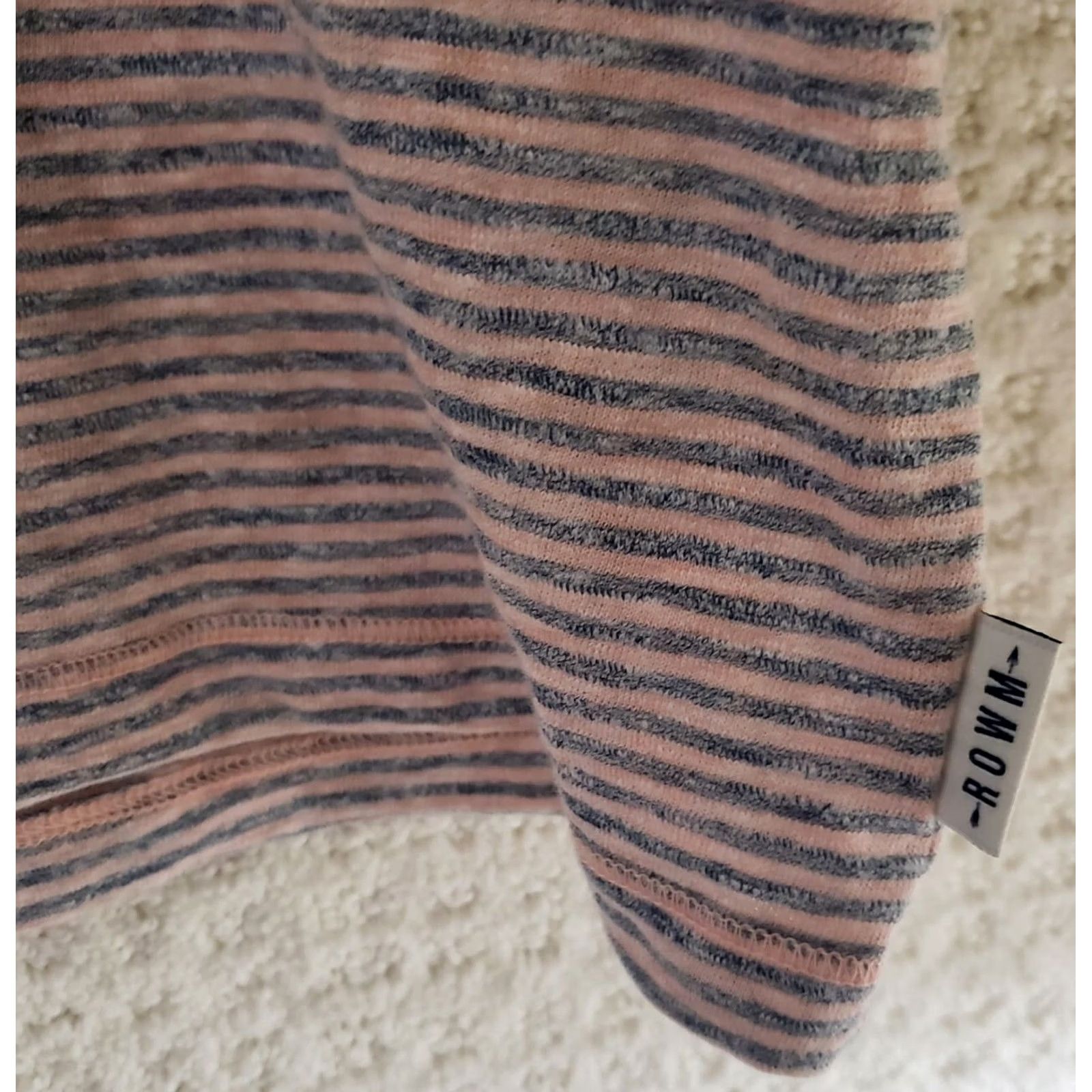 Vintage ROWM Shirt Men L Gray Peach Striped Crew Neck Short Sleeve Cotton Knit T-Shirt, Regular, All Seasons, Easy Care, Rowm Labels & Logos Size US L / EU 52-54 / 3 - 3 Thumbnail