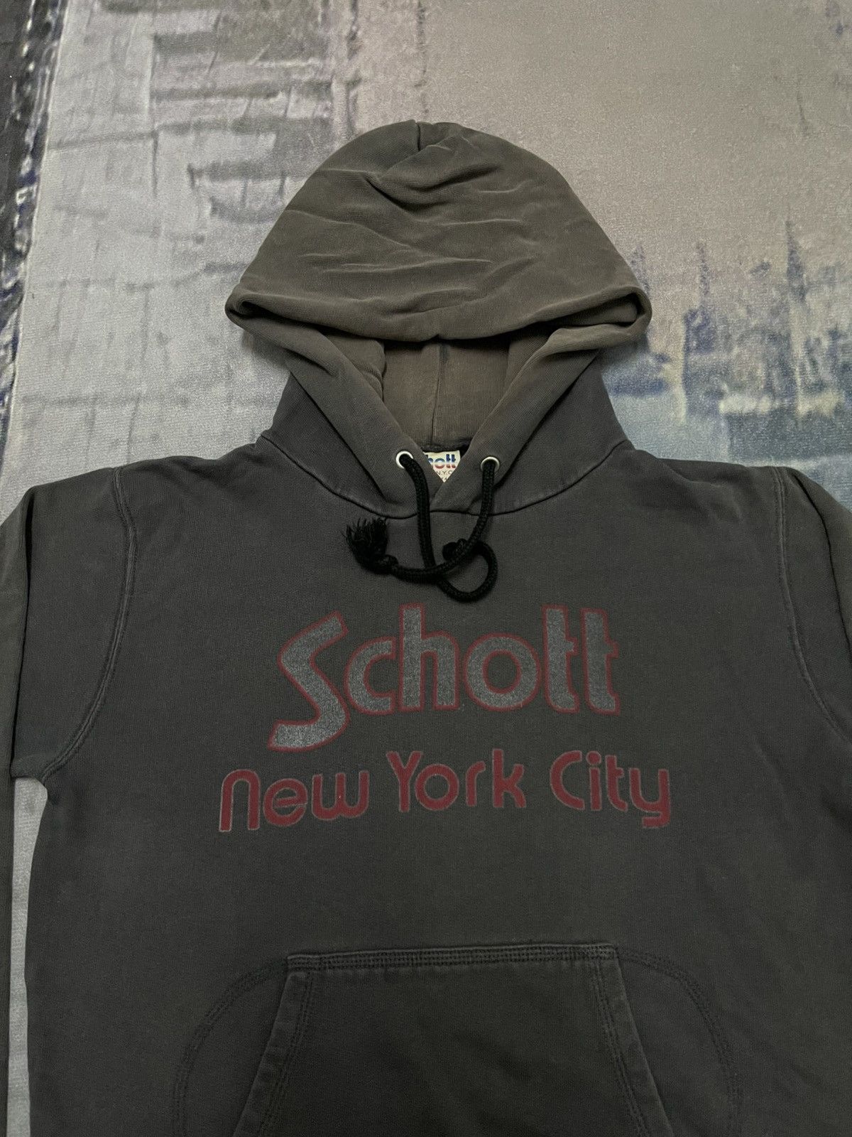 Schott 90s SCHOTT NYC PULLOVER HOODIE SPELLOUT SUND FADED Size US M / EU 48-50 / 2 - 5 Thumbnail