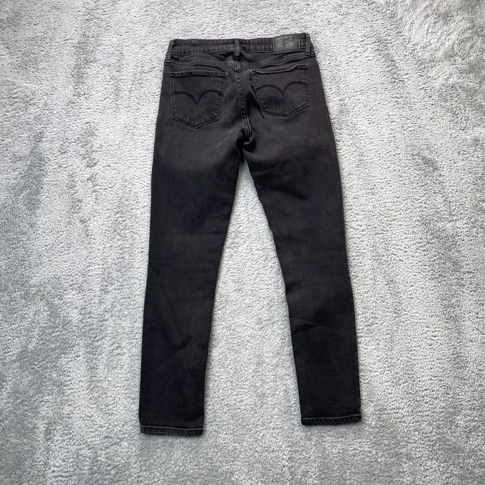 Levi's Levis 711 Jeans Womens 26 Black Skinny Leg Denim Dark Wash Logo Cotton Stretch Jeans Size 26" / US 2 / IT 38 - 2 Thumbnail