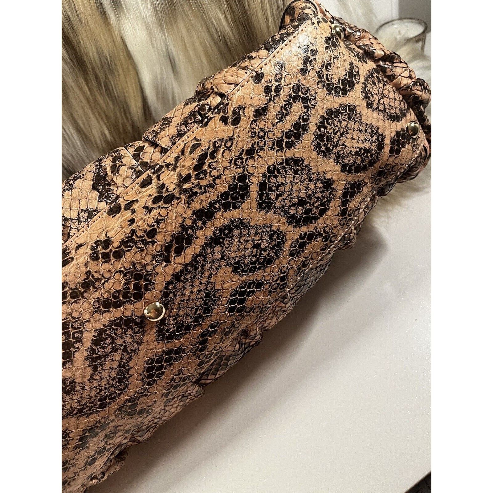 Gucci RARE Gucci PYTHON Handbag LARGE, Tan/pink. Size ONE SIZE - 11 Thumbnail