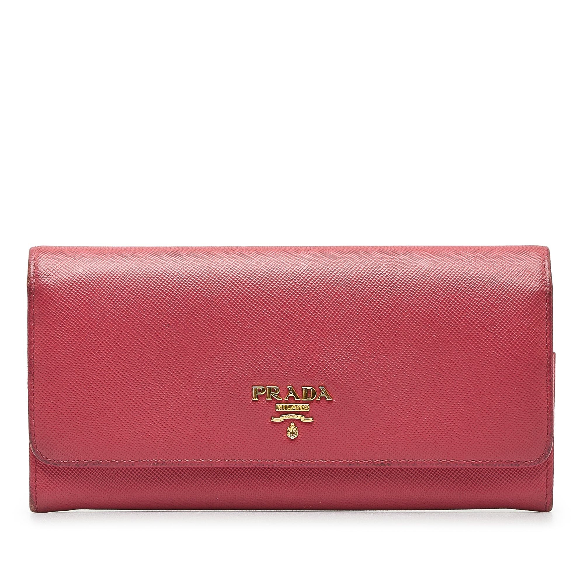 image of Prada Saffiano Long Wallet Long Wallets in Pink, Women's