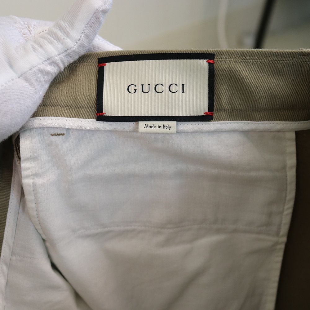 Gucci Gucci Beige Cotton Trousers with Web & Bee Waistband Detail Size 50R - 7 Thumbnail