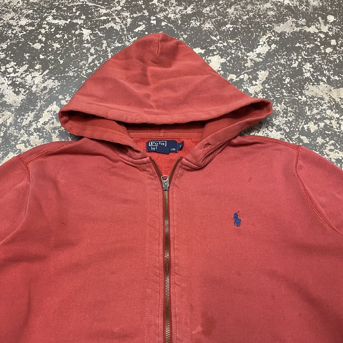 Polo Ralph Lauren × Vintage Vintage Polo Ralph Lauren Pink Salmon Zip Up Hoodie Sweatsh Size US XL / EU 56 / 4 - 10 Thumbnail