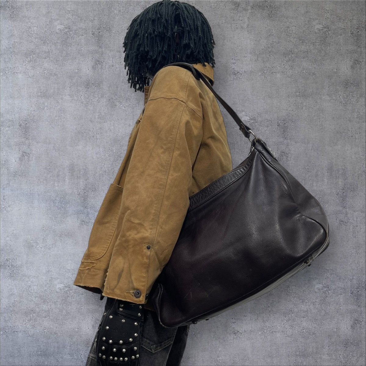 Genuine Leather Full Leather Vtg Unknown Travel Bag prada julius amiri 8🟩 Size ONE SIZE - 2 Thumbnail