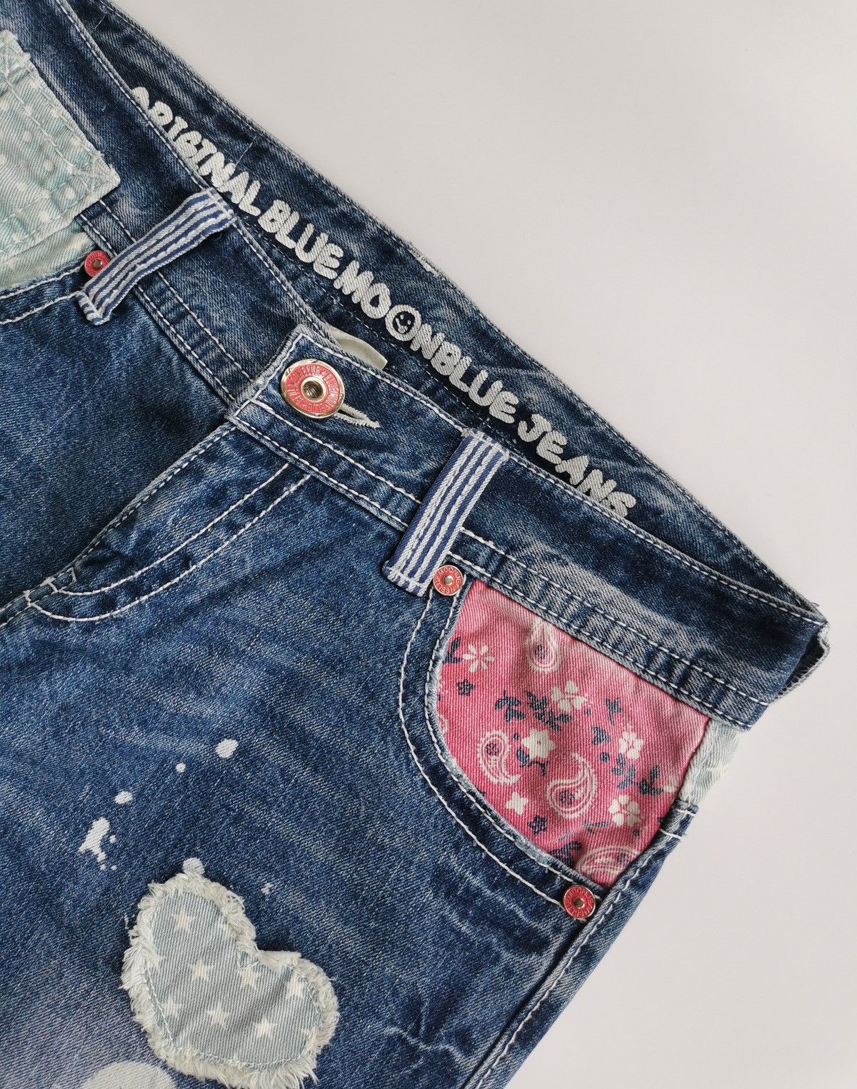 Japanese Brand Blue Moon Blue Printed Jeans Size US 31 - 6 Thumbnail
