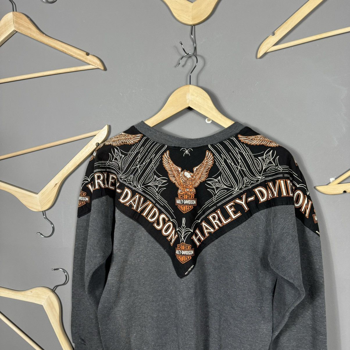 Vintage Vintage 90s Harley Davidson Made in USA AOP Sweatshirt Size M / US 6-8 / IT 42-44 - 8 Thumbnail