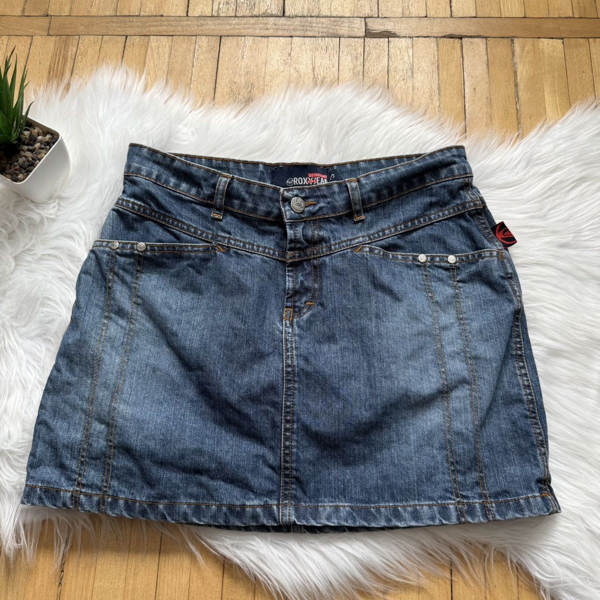 Quiksilver 📌 Vintage Y2K Roxy Quiksilver Denim Skirt Size 27" / US 4 / IT 40 - 5 Thumbnail
