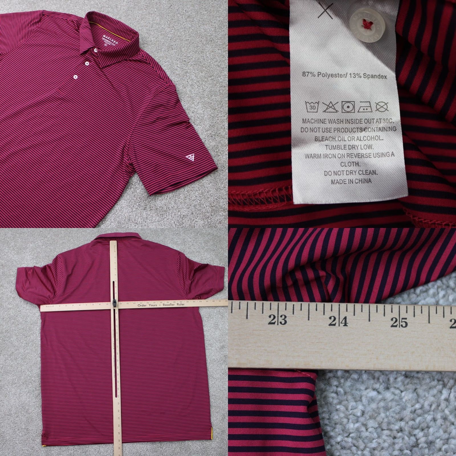 Vintage Maelreg Polo Shirt Mens XL Pink/Black Striped Polyester Spandex Short Sleeve Golf Dress? Size US XL / EU 56 / 4 - 8 Thumbnail