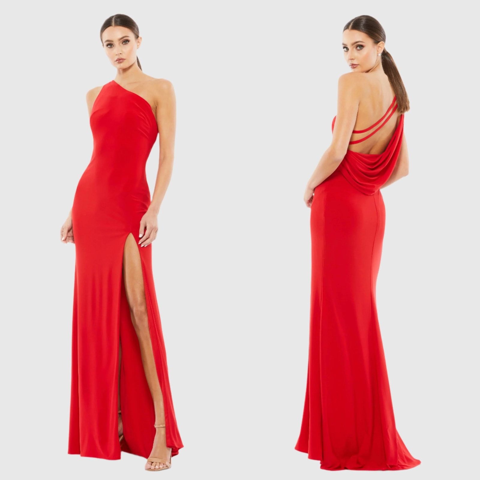 Other NWT Mac Duggal 6 Red Jersey One Shoulder Slit Cocktail Gown Size M / US 6-8 / IT 42-44 - 1 Thumbnail