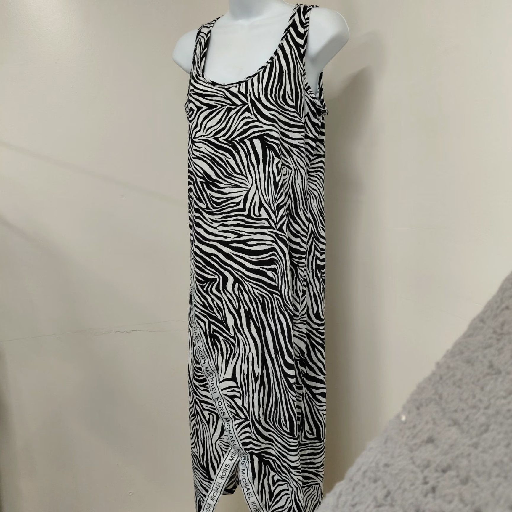 Michael Kors Michael Kors Midi Dress Women's Large Black White Zebra Sport Logo L83631 Dress Size L / US 10 / IT 46 - 7 Thumbnail