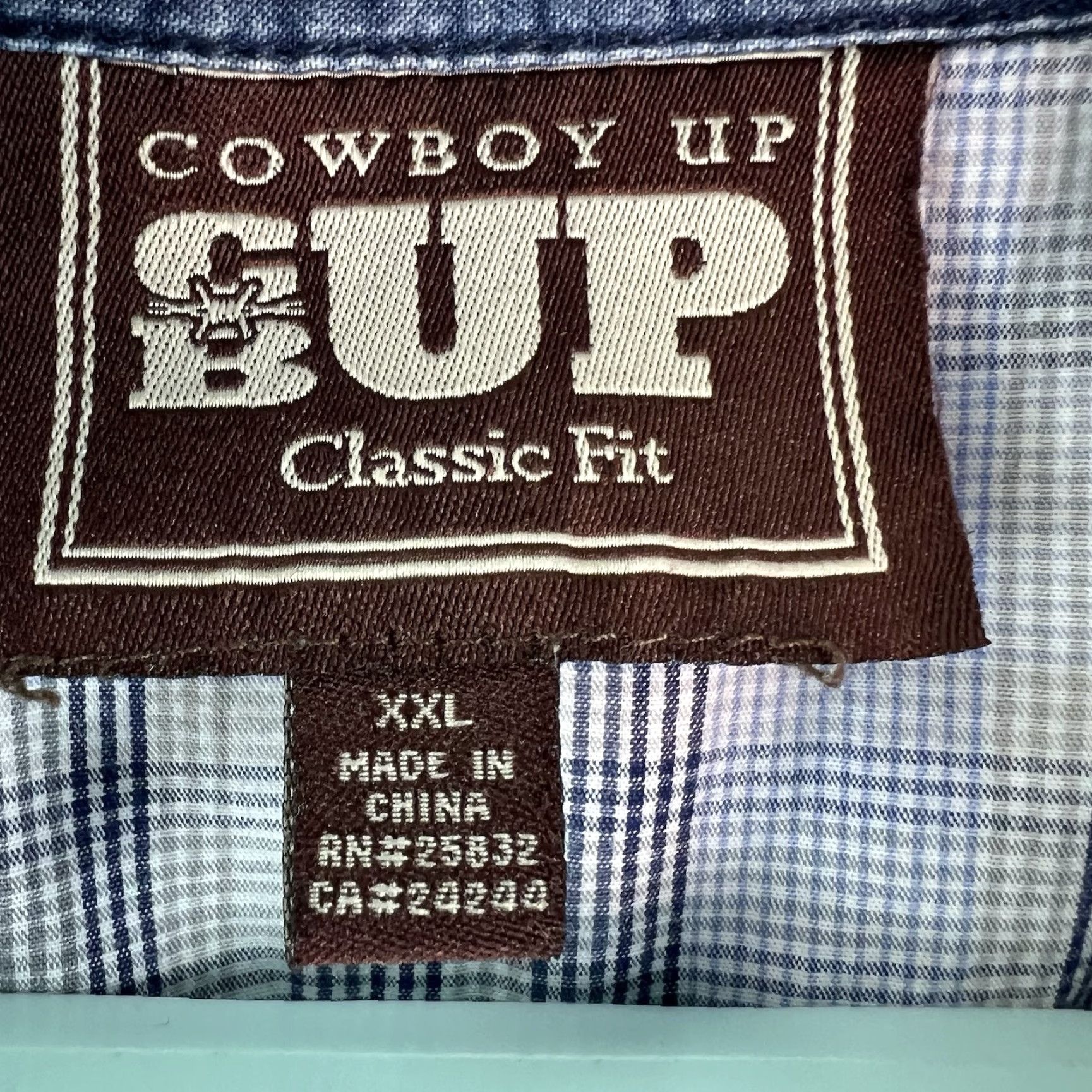 Vintage Cowboy Up Shirt Western Plaid Pearl-Snap Classic Fit Mens 2XL Blue Size US XXL / EU 58 / 5 - 5 Thumbnail