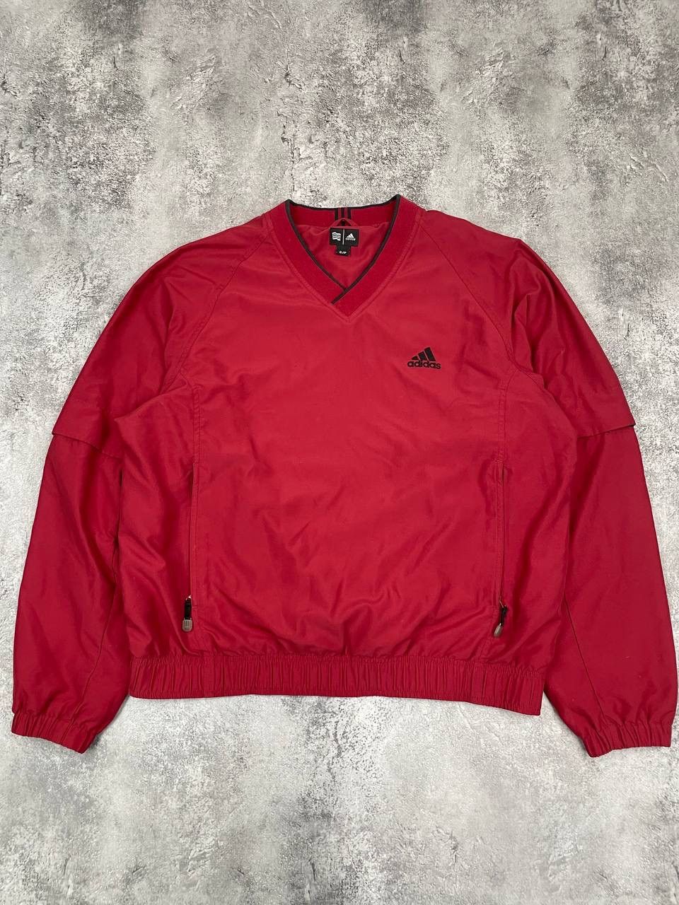 Adidas Adidas Men's Vintage Pullover Jacket Red Lightweight V-Neck Size US S / EU 44-46 / 1 - 1 Thumbnail