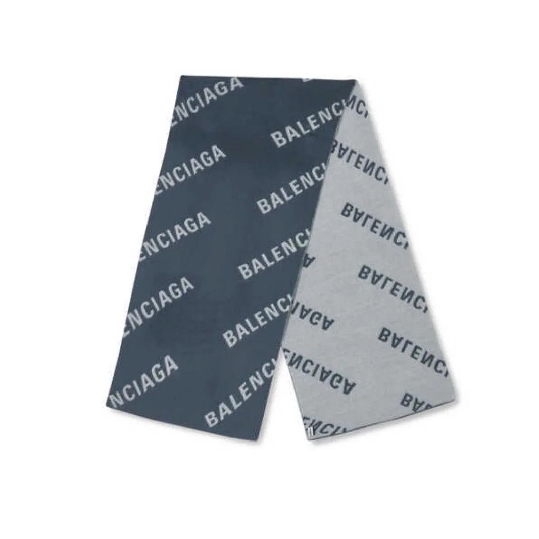 Balenciaga Balenciaga Monogram All Over Logo Wool Scarf Size ONE SIZE - 1 Thumbnail