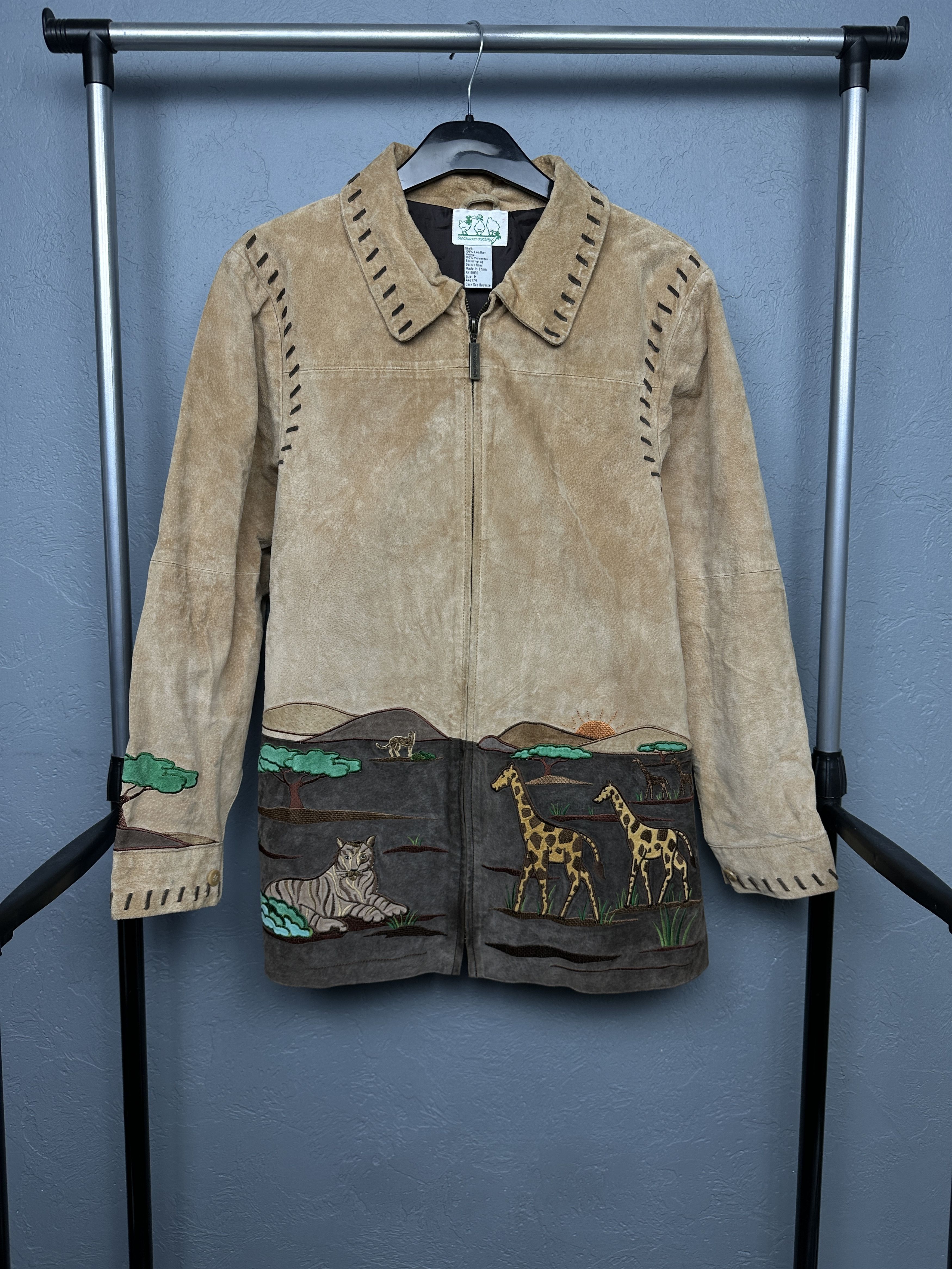 Vintage The Quacker Factory Suede Leather Jacket Safari Animal Print Size M / US 6-8 / IT 42-44 - 1 Thumbnail