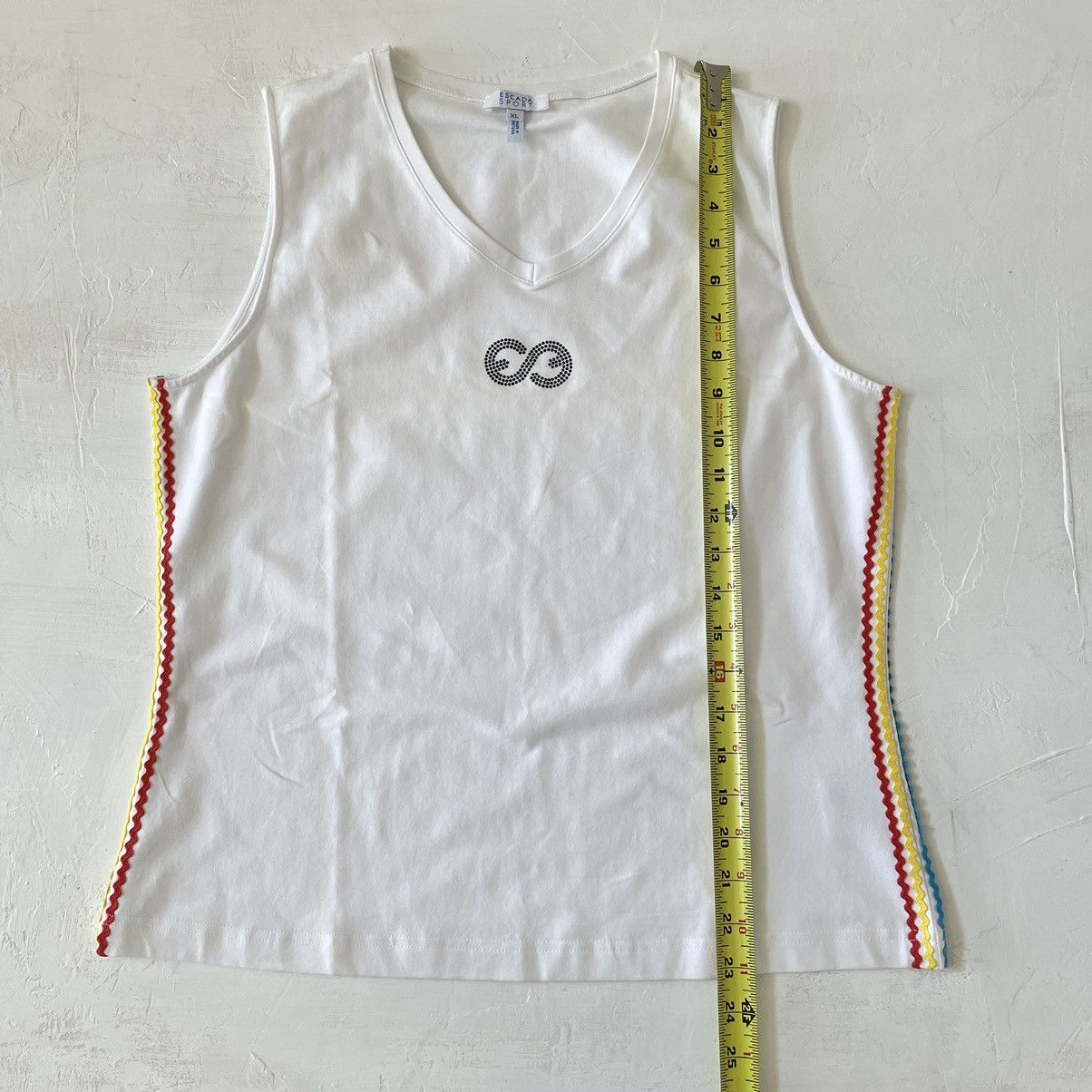 Escada Sport Y2K Escada Sport Embellished Logo White Tank Top Size XL / US 12-14 / IT 48-50 - 5 Thumbnail