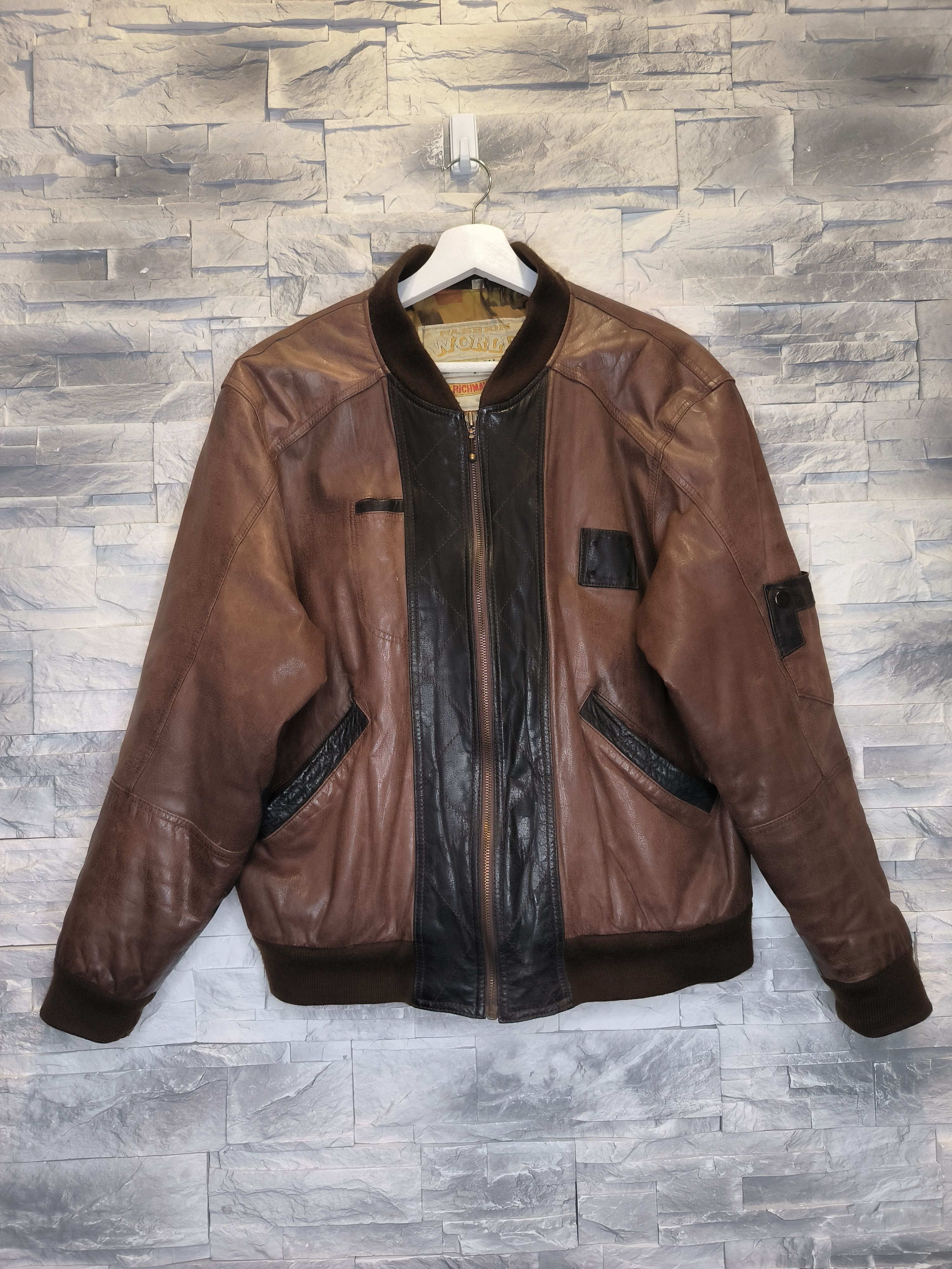 Other Vintage Leather Bomber Jacket Brown Mel Richman Size US S / EU 44-46 / 1 - 1 Thumbnail