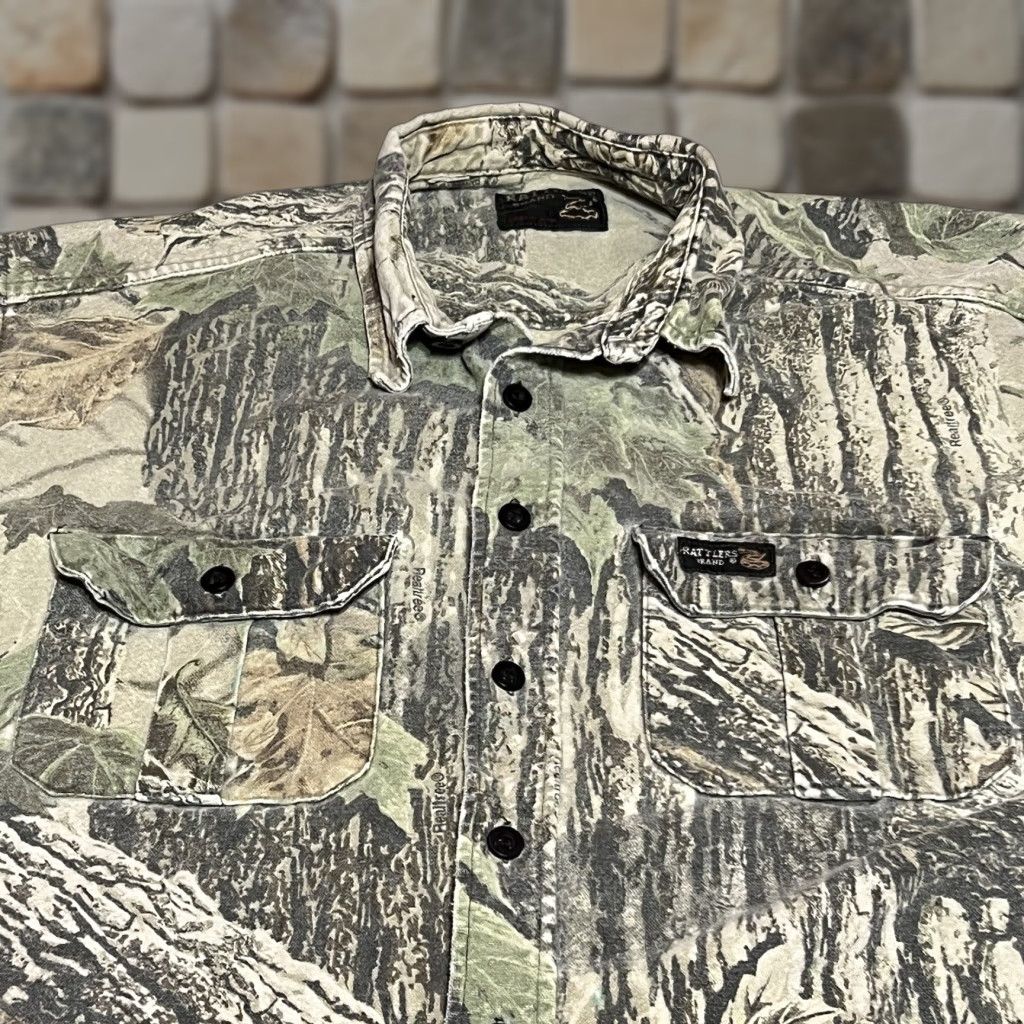 Realtree VTG Rattlers Brand Realtree Camo Chamois Hunting Shirt Mens L Made USA Size US L / EU 52-54 / 3 - 1 Thumbnail