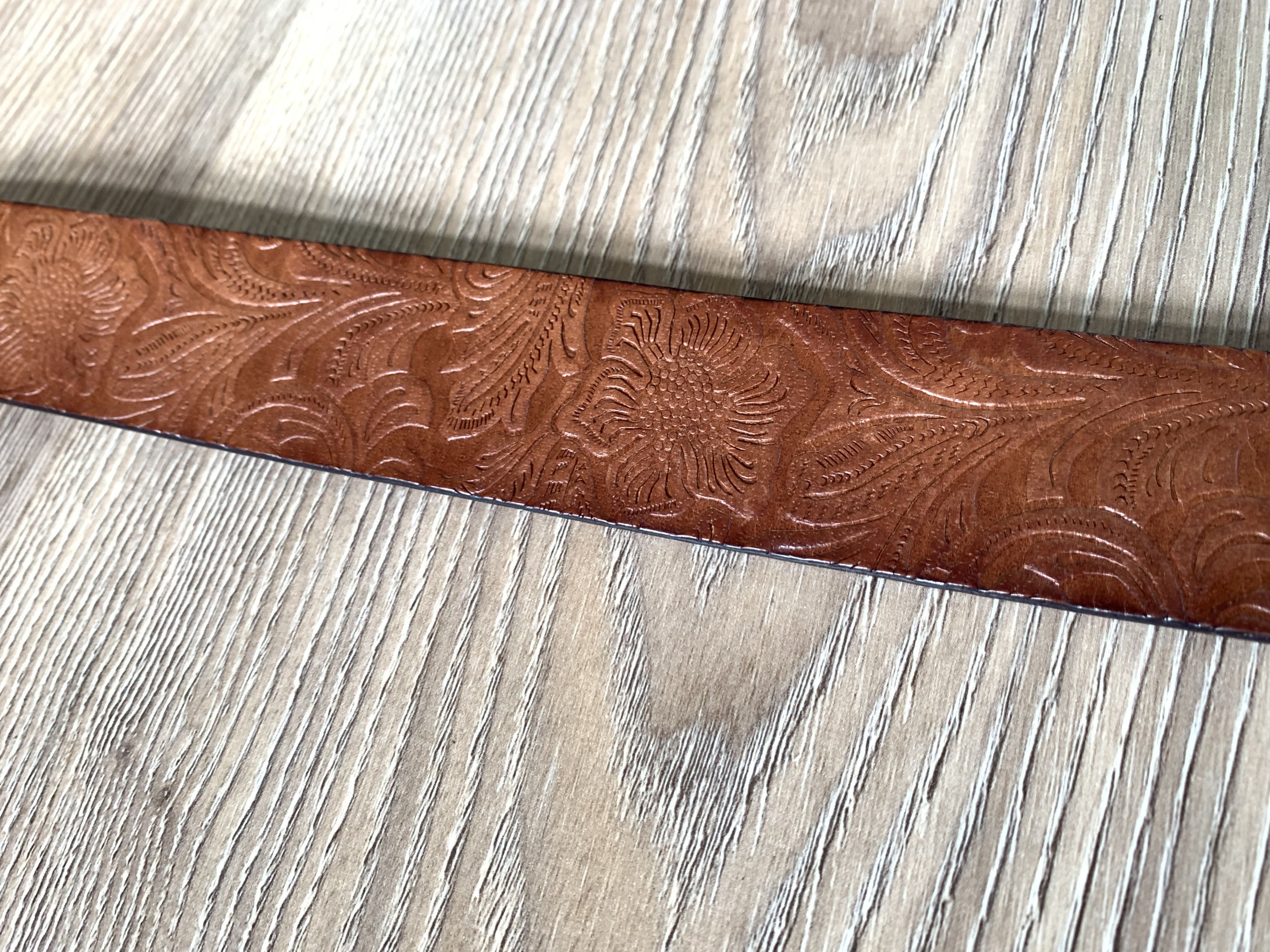 Designer × Vintage Bon A Parte Embossed Brown Leather Belt Size ONE SIZE - 5 Thumbnail