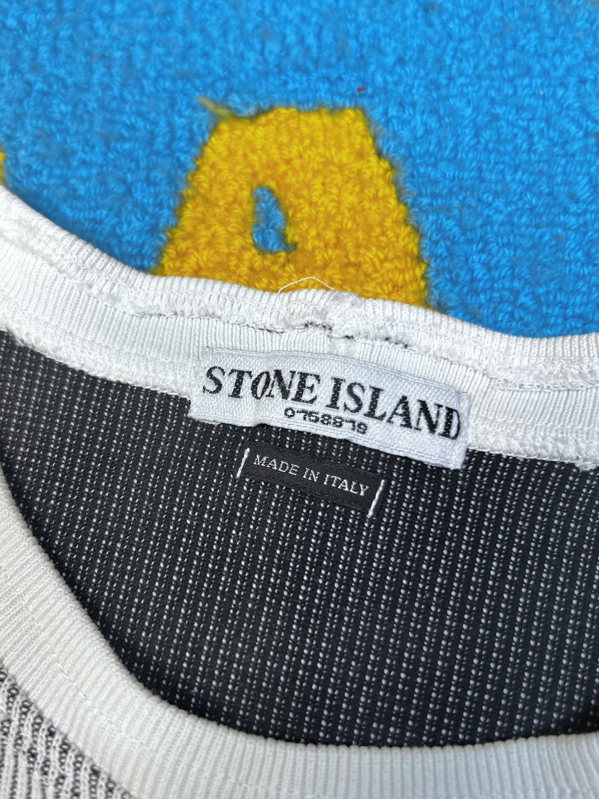 Stone Island Vintage Stone Island Embroidered Logo Stripped Grey Sweater Size US L / EU 52-54 / 3 - 13 Thumbnail
