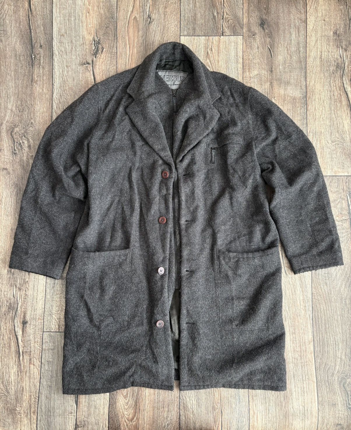 Versace × Versus Versace Vintage 80s Versus Gianni Versace Button/Zip Wool Coat Size US M / EU 48-50 / 2 - 1 Thumbnail