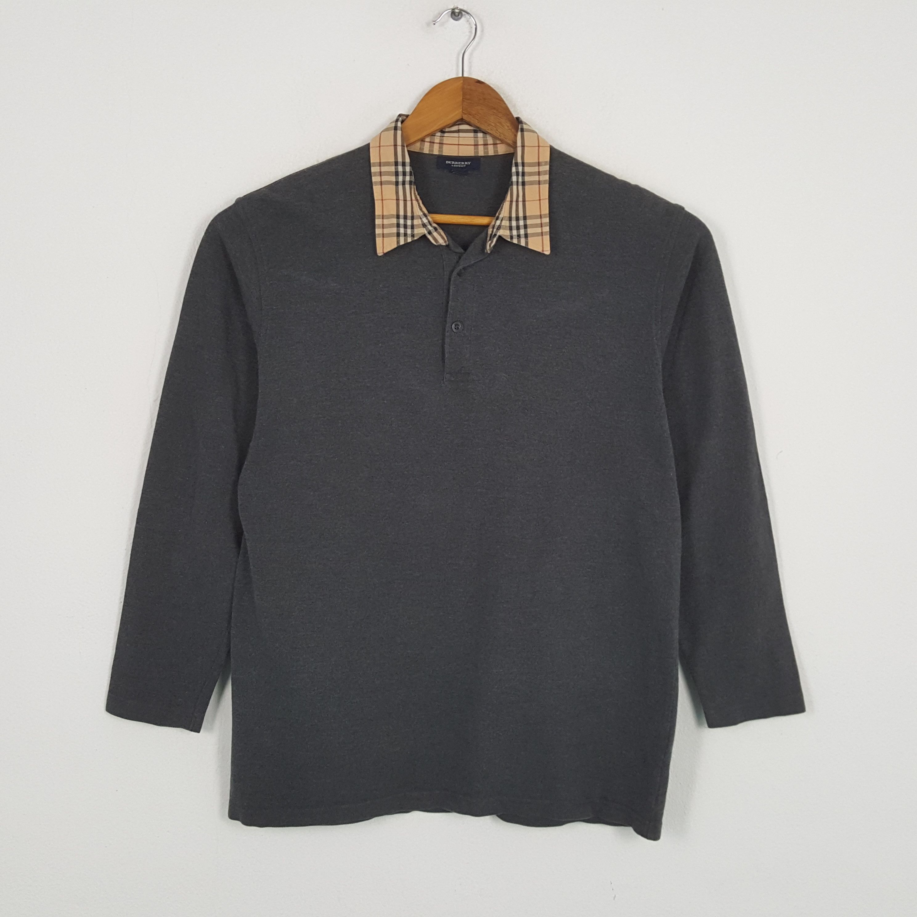 Burberry × Vintage Vintage BURBERRY LONDON Nova Check Collar Design Polos Size US L / EU 52-54 / 3 - 1 Thumbnail