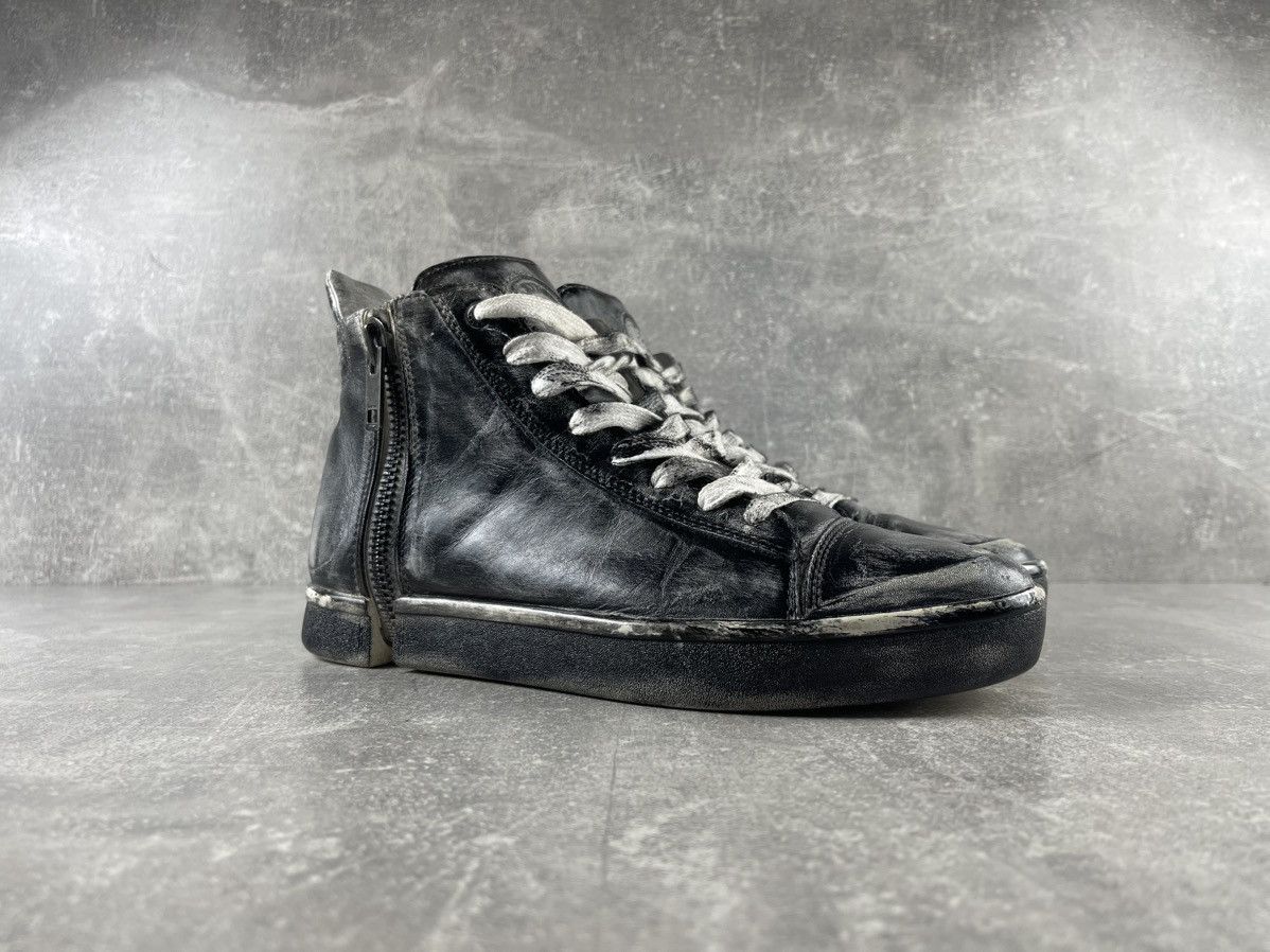 Diesel Diesel Distressed Leather High Top Sneakers with Side Zipper Size US 7 / EU 40 - 2 Thumbnail