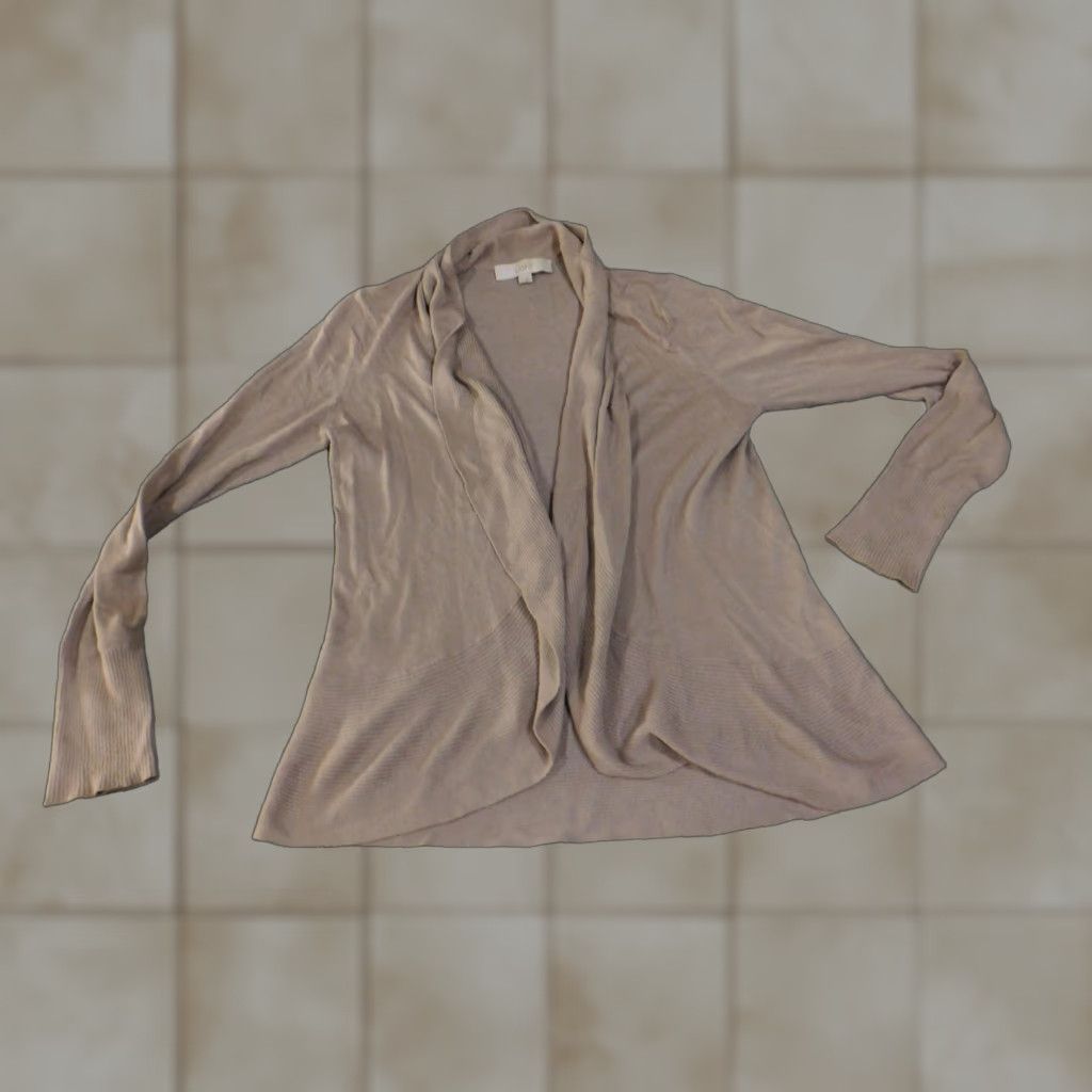 Loft Ann Taylor LOFT Cardigan Sweater Womens Small Taupe Open Front Draped Shawl Size S / US 4 / IT 40 - 1 Thumbnail