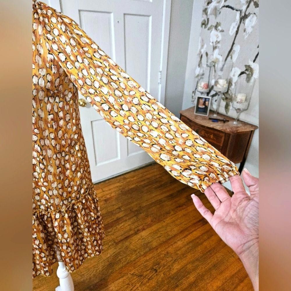 Designer Adelyn Rae Chic Floral Mini Dress in Mustard Yellow Size S / US 4 / IT 40 - 3 Thumbnail