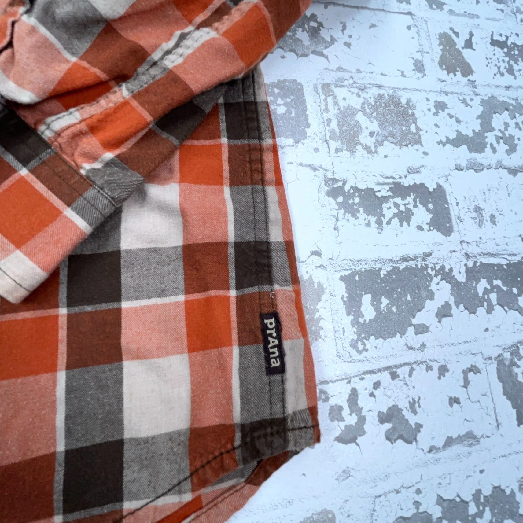 Prana Prana Shirt Men Medium Orange Brown Plaid Flannel Button-Up Outdoors Camp Hiking Size US M / EU 48-50 / 2 - 5 Thumbnail