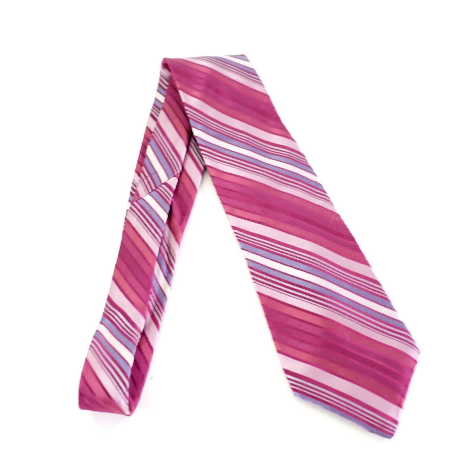 Perry Ellis Perry Ellis Portfolio Pink Magenta Woven Striped Silk Tie Size ONE SIZE - 6 Thumbnail