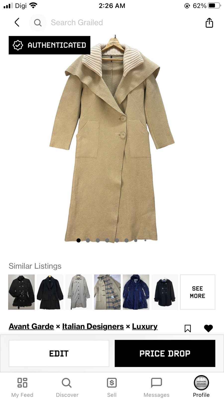 Other PIER ANTONIO GASPARI SHAWL WOOL LONG COAT #8302-002 Size M / US 6-8 / IT 42-44 - 15 Thumbnail