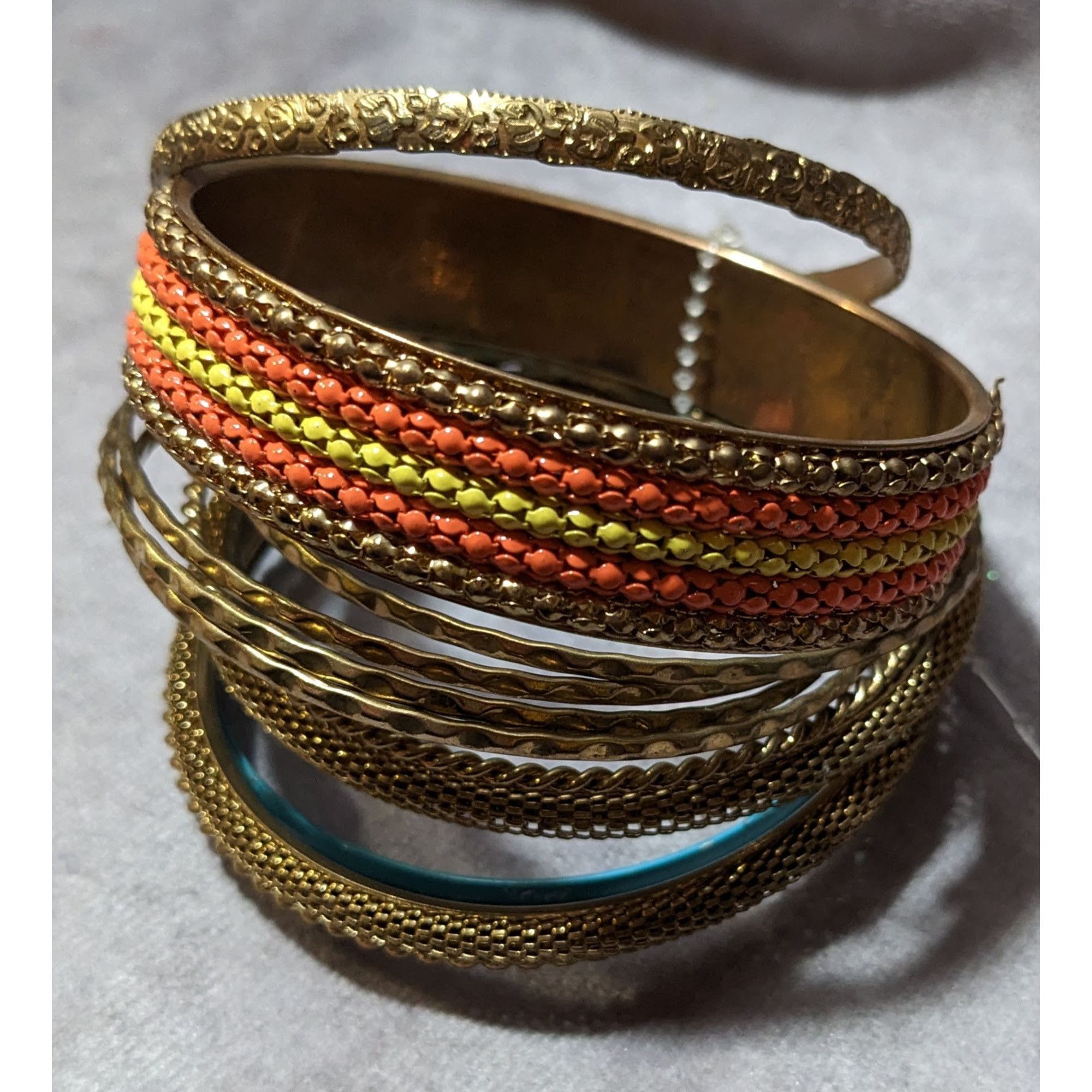 Other Gold Tone Orange And Blue Metal Bangle Bundle (11) Size ONE SIZE - 10 Thumbnail