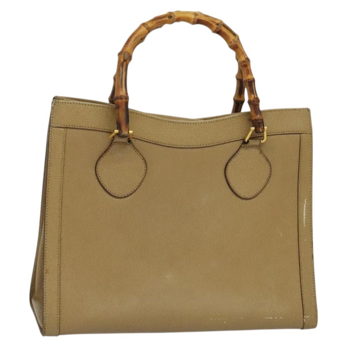 GUCCI Bamboo Hand Bag Leather Beige Gold 002 1186 002 1186